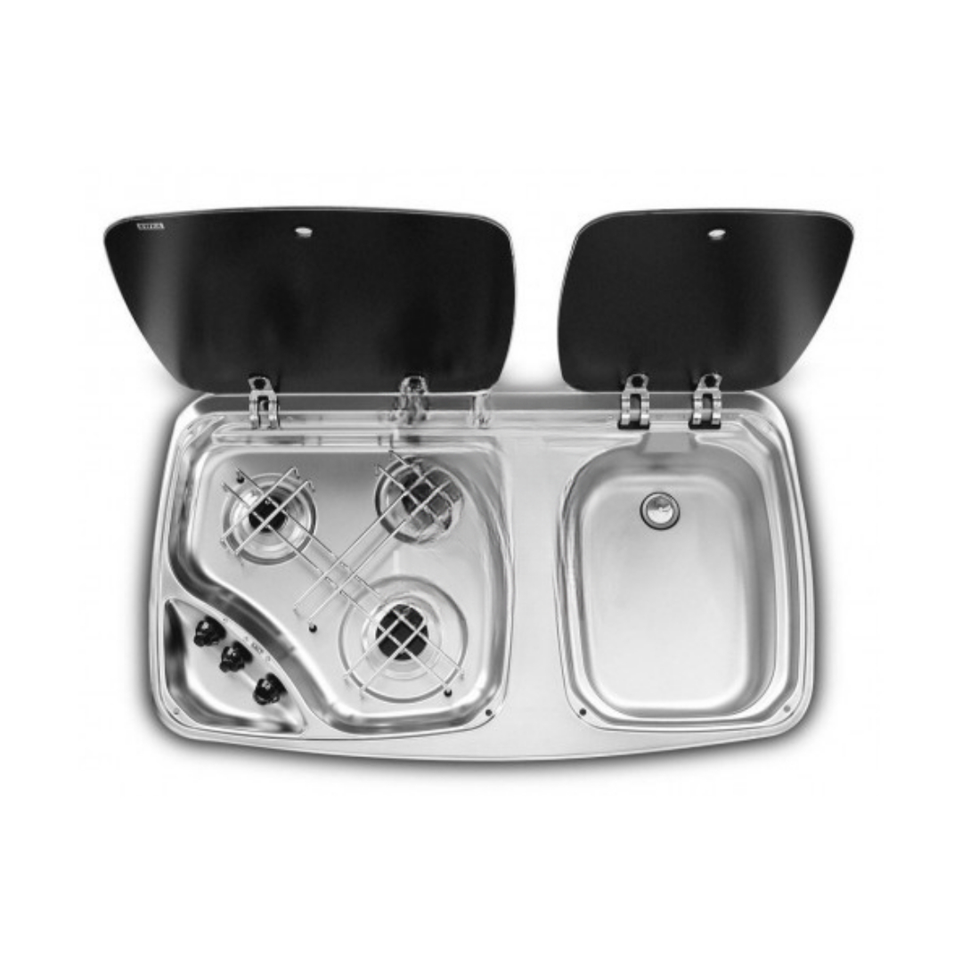 COCINA CON TAPA + FREGADERO MO7103 DOMETIC 180311 COCINAS DE GAS PLACA DE GAS PLACAS A GAS CON FREGADEROS CAMPER CAMING CARAVANAS FURGONETAS FURGONETAS CAMPER LAVABOS