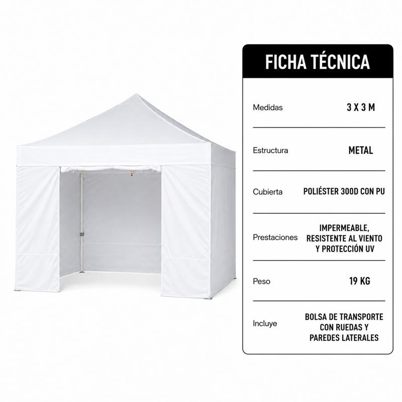 CARPA HEX.36 METAL CON PAREDES BLANCA 3X3M DONNA GARDEN DG1460 - Imagen 11