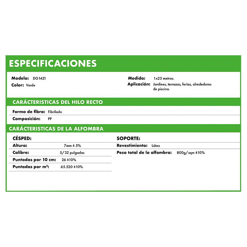 CESPED ARTIFICIAL SERIE 7MM 1X25M DONNA GARDEN DG1421 - Imagen 4