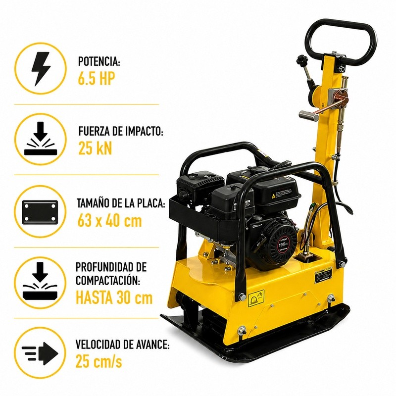 COMPACTADORA GASOLINA 6.5HP 73X45CM TAKUMA TK317 - Imagen 2