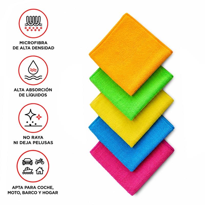 PACK 5 PAÑOS DE LIMPIEZA MICROFIBRA 35X35CM FARGO TOOLS FT1504 - Imagen 3