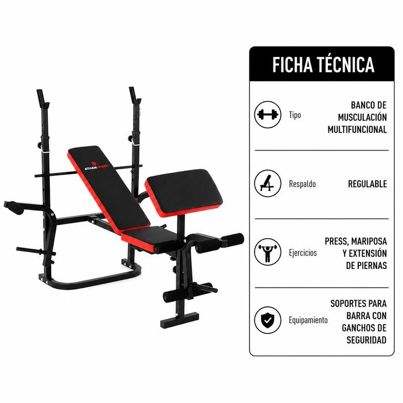 BANCO DE MUSCULACION MULTIFUNCIONAL PLEGABLE SERIE MULTIGYM 400 ATHANSPORT AT1059 - Imagen 11