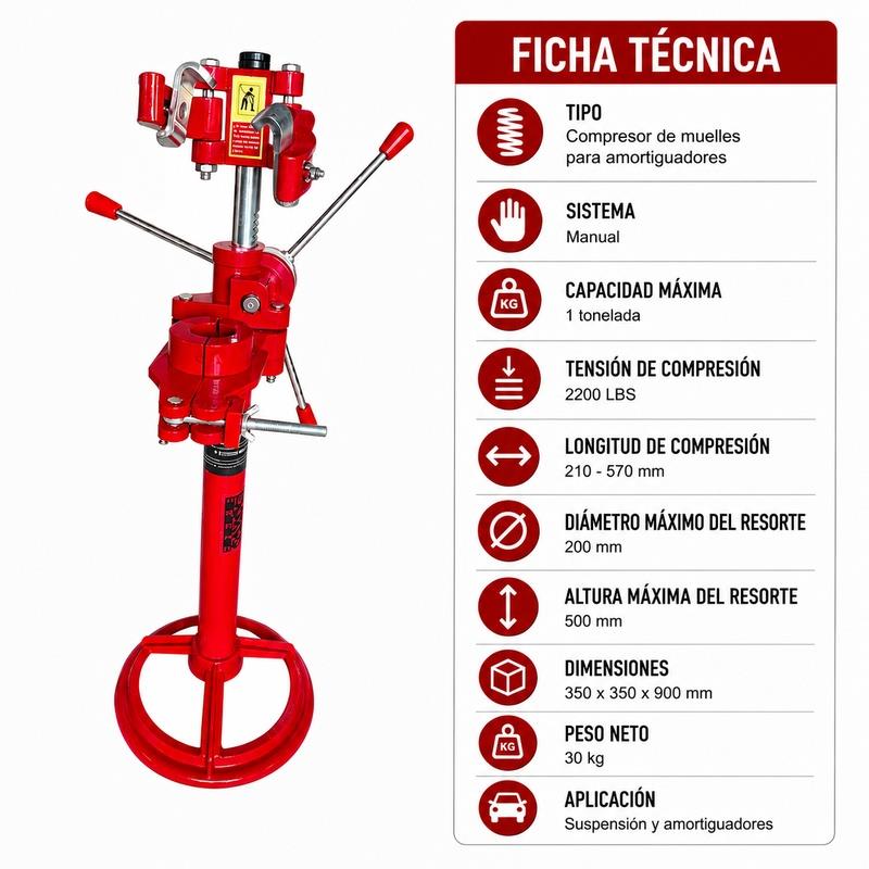 COMPRESOR DE MUELLES PARA AMORTIGUADORES 1TON FARGO TOOLS FT1536 - Imagen 6