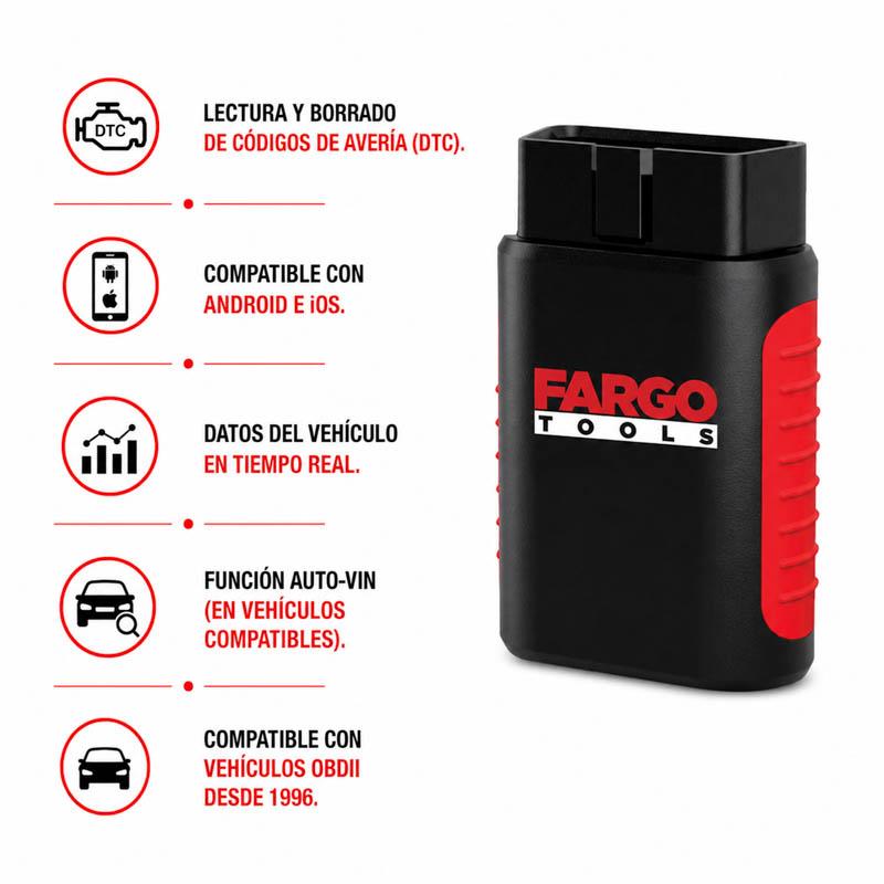 CONECTOR DIAGNOSIS OBD2 BLUETOOTH FARGO TOOLS FT1509 - Imagen 3
