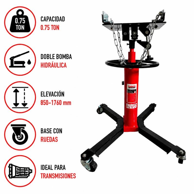 GATO DE TRANSMISION HIDRAULICA 0.5TON DOBLE BOMBA 850-1760MM FARGO TOOLS FT1526 - Imagen 3