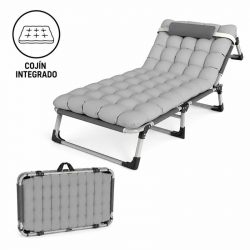 HAMACA PLEGABLE GRIS CON COJIN 190X73.5X30CM DONNA GARDEN DG1468