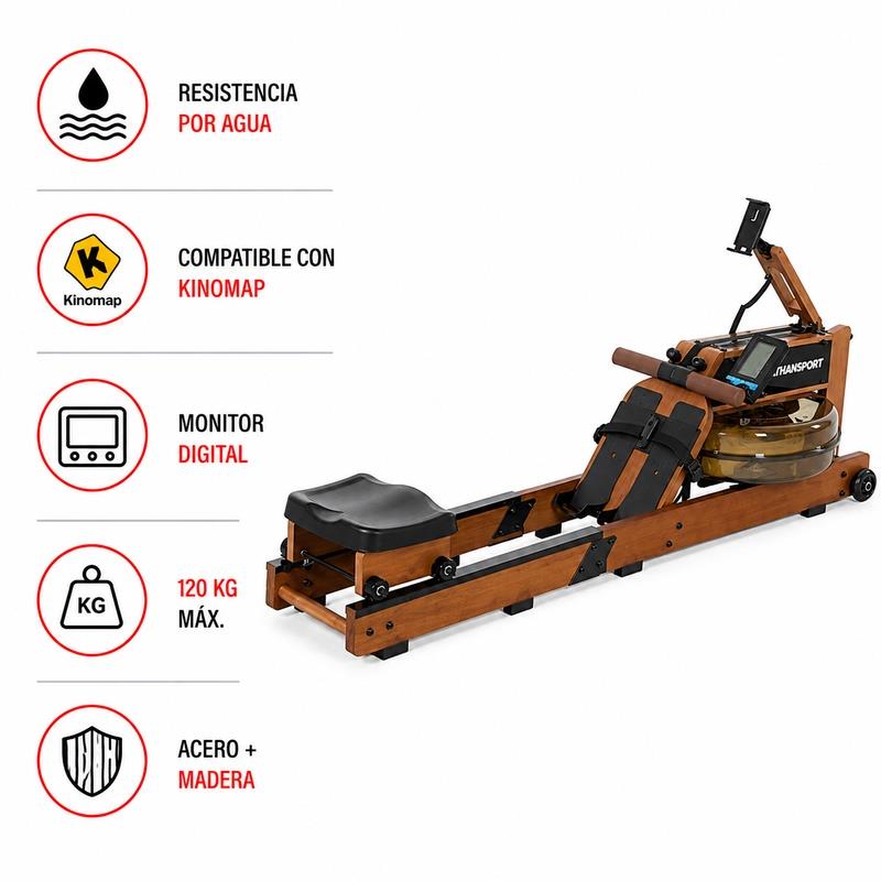 MAQUINA DE REMO RESISTENCIA AGUA SERIE MULTIGYM 300 ATHANSPORT AT1065 - Imagen 3