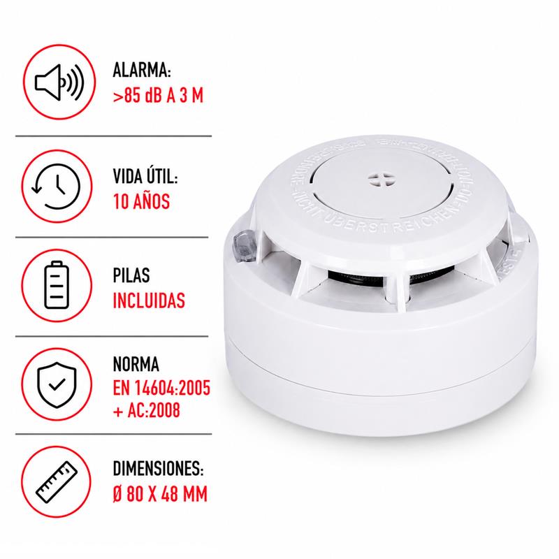DETECTOR DE HUMO 2 BATERIAS 1.5V ASD5 - Imagen 3