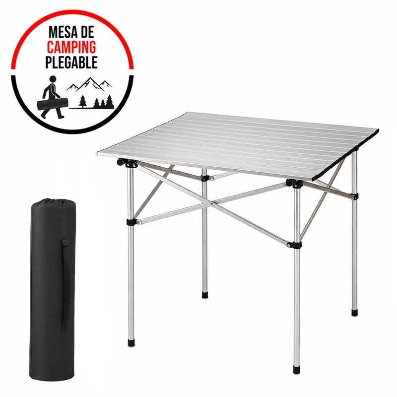 MESA DE CAMPING PLEGABLE ALUMINIO 70X70CM DONNA GARDEN DG1393 MESAS PLEGABLES CAMPING CARMPER CARAVANAS FURGON FURGONETAS TUMBONAS MESA PLEGABLE