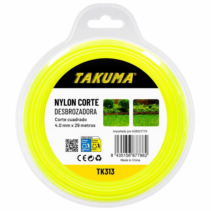 NYLON CORTE DESBROZADORA CUADRADO 4.0MMX29M TAKUMA TK313 - Imagen 2