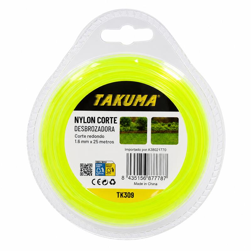 NYLON CORTE DESBROZADORA REDONDO 1.6MMX25M TAKUMA TK309 - Imagen 2