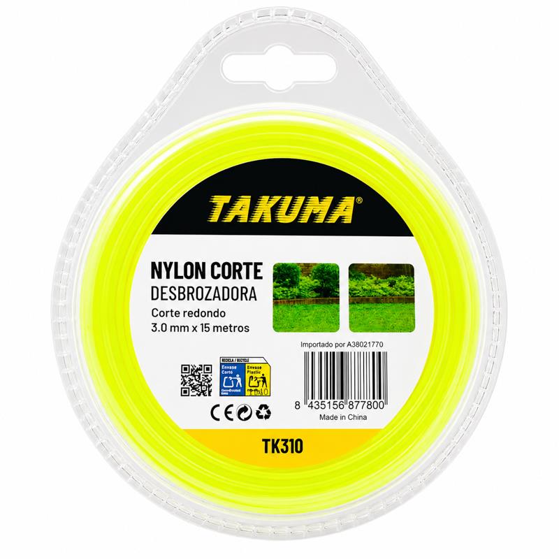 NYLON CORTE DESBROZADORA REDONDO 3.0MMX15M TAKUMA TK310 - Imagen 3