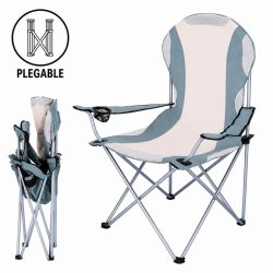 SILLA DE CAMPING PLEGABLE GRIS-BEIGE DONNA GARDEN DG1392