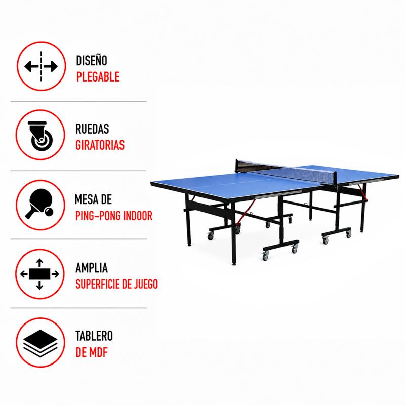 MESA DE PING-PONG INDOOR PLEGABLE 274X152.5X76CM ATHANSPORT AT1078 - Imagen 3
