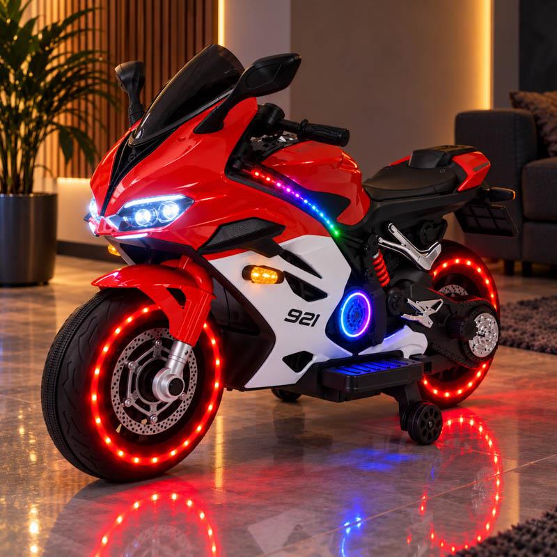 MOTO ELECTRICA INFANTIL ROJA-BLANCA 24V 5AH CON RUEDAS AUXILIARES 62583 - Imagen 5