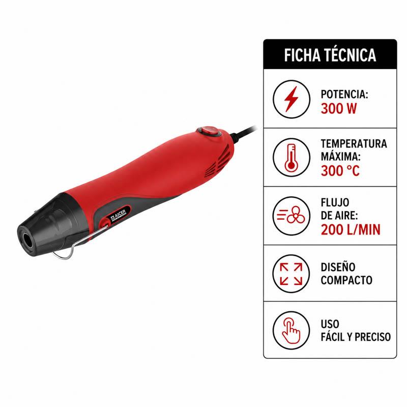 PISTOLA AIRE CALIENTE 300W AICER AC1850 - Imagen 5