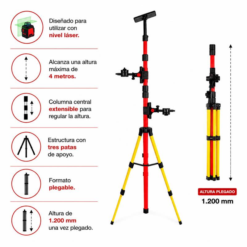 TRIPODE NIVEL LASER 4 METROS AICER AC1893 - Imagen 3