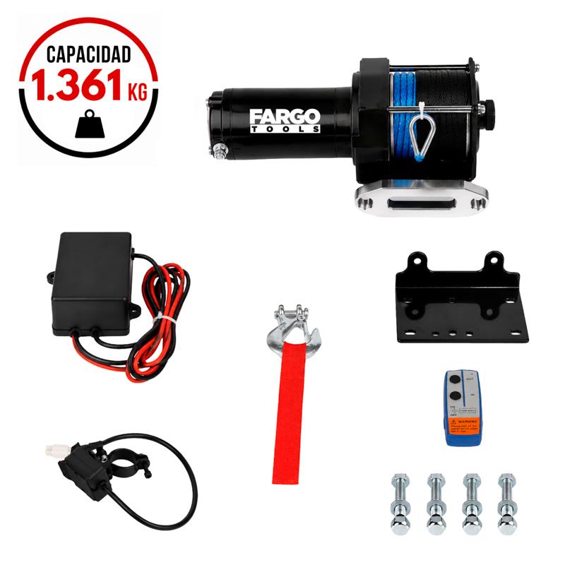 WINCHE ELECTRICO CONTROL REMOTO 12V 1.361KGS FARGO TOOLS FT1586 WINCHES ELECTRICOS DE 12 VOLTIOS EQUIPAMIENTO TALLER EQUIPAMIENTOS TALLERES