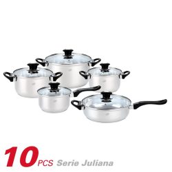 BATERIA DE COCINA INOX SERIE JULIANA 10PCS LARRYHOUSE LH2281