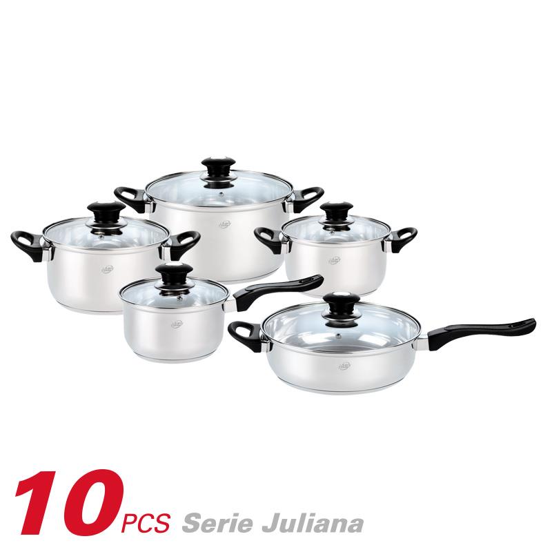 BATERIA DE COCINA INOX SERIE JULIANA 10PCS LARRYHOUSE LH2281 CASOS CAZOS BATERIAS SARTEN SARTENES CACEROLAS