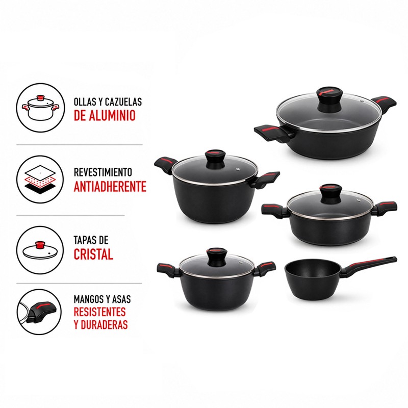 BATERIA DE COCINA SERIE CHEF 9PCS LARRYHOUSE LH2233 - Imagen 3