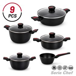 BATERIA DE COCINA SERIE CHEF 9PCS LARRYHOUSE LH2233