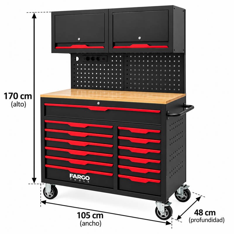 CARRO HERRAMIENTAS XXL CON PANEL 471PCS 170X105X48CM FARGO TOOLS FT1592 - Imagen 10