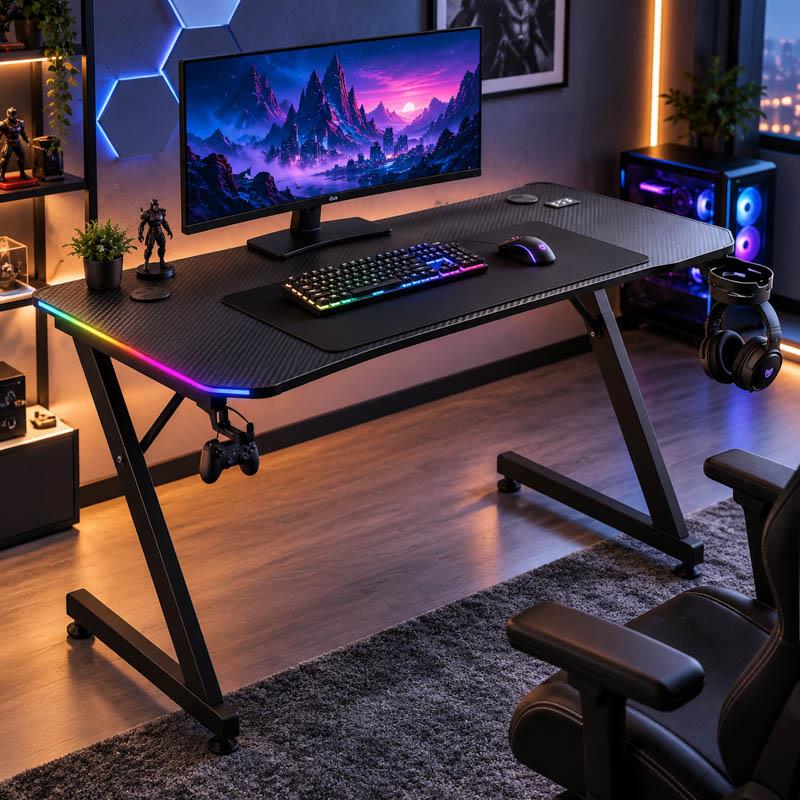 MESA GAMING TB650 CON LUZ RGB VOLTEN VL1627 - Imagen 10