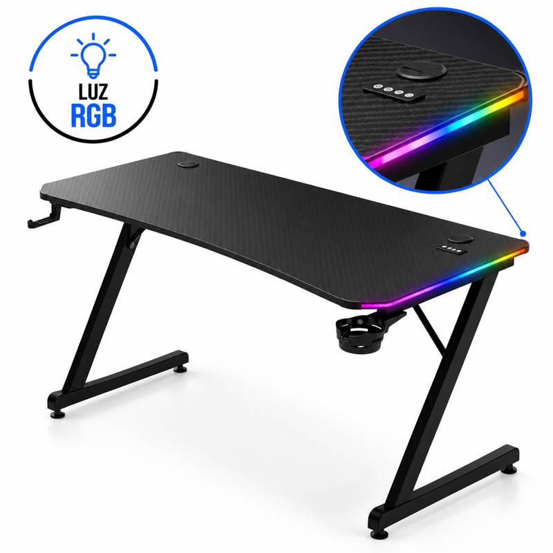 MESA GAMING TB650 CON LUZ RGB VOLTEN VL1627 MESAS GAMING MESA GAMING ZONA GAMING