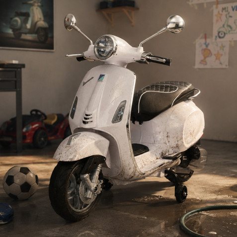 MOTO INFANTIL A BATERIA VESPA PRIMAVERA BLANCA 33018 - Imagen 9