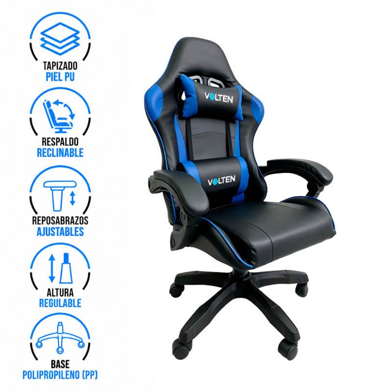 SILLA GAMING VLFORCE 2200 NEGRO-AZUL VOLTEN VL1625 - Imagen 3