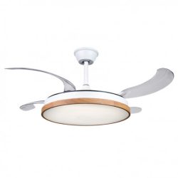 VENTILADOR DE TECHO RETRACTIL 30W CON LED Y 6 VELOCIDADES MADERA MUVIP MV0658